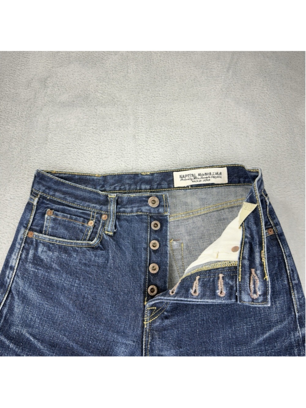 Kapital Men's Size 29 W X 28 L Orange Selvedge Button Fly 100% Cotton Jeans - Picture 9 of 12